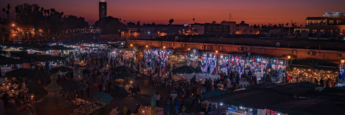 marrakesh market by sunset